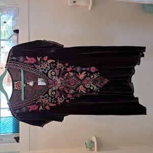 Johnny Was Iona Velvet Drape Top Size Large